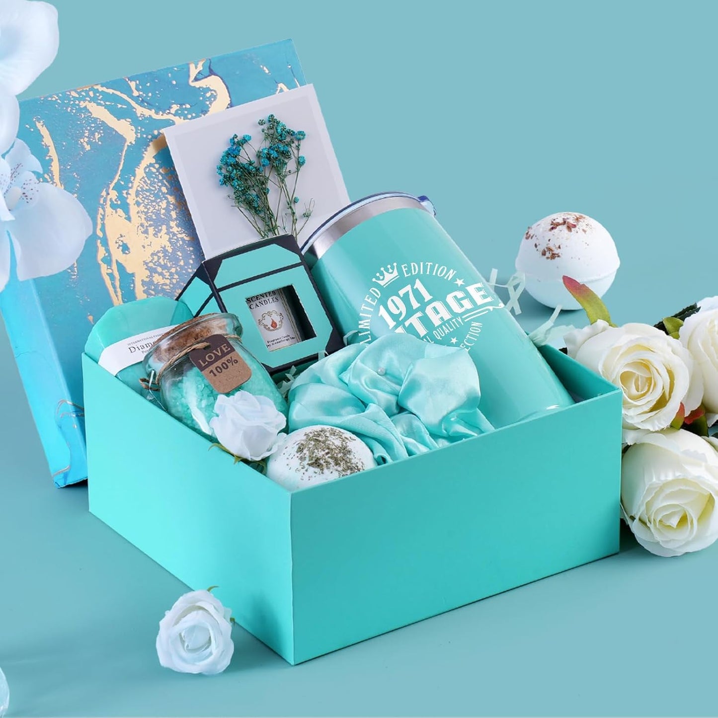 55th Birthday Gifts Women Spa Bath Basket Body Works Set For Her Lady Mom Mommy Mother in Law Grandma Wife 55 Years Old Best Vintage 1971 Birthday Christmas Thanksgiving Day Thank You Present