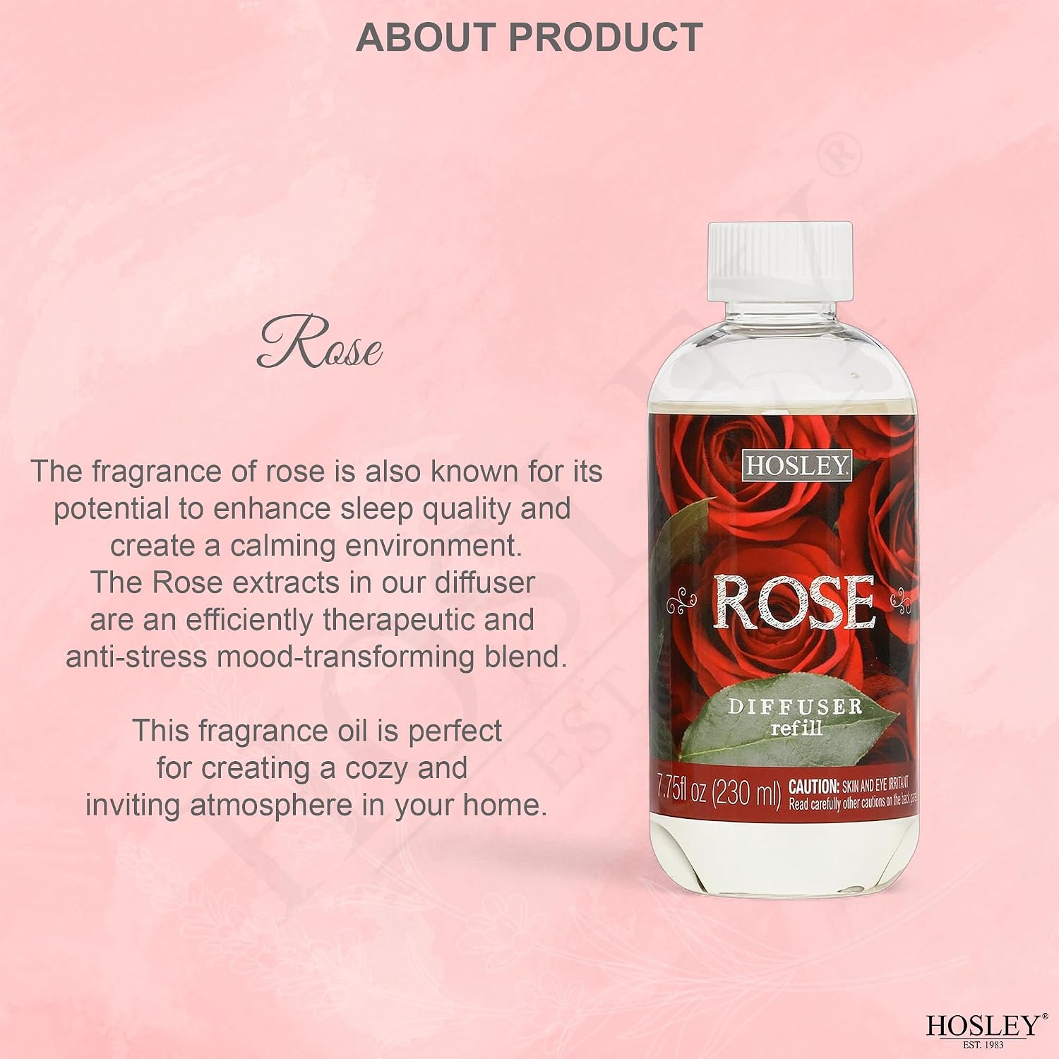 Hosley Set of 2 Premium Rose Diffuser Refills Oil 230 Milliliters Each Ideal Gift for Weddings Spa Reiki Meditation Settings