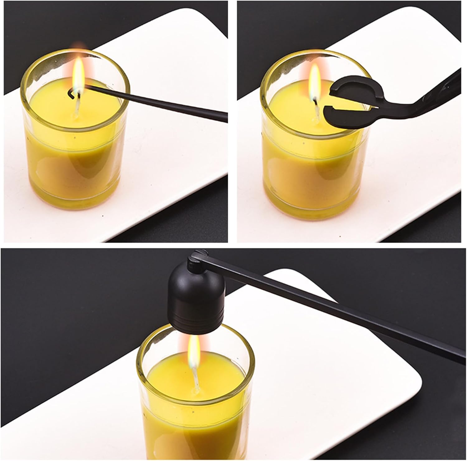 Candle Wick Trimmer Candle Snuffer Extinguisher Candle Wick Dipper Candle Scissor Wick Cutter 3 in 1 Candle Accessory Set with Storage Pouch Candle Care Kit Candle Gift Set for Candle Lovers