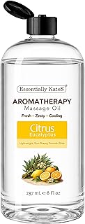 Aromatherapy Massage Oil – Citrus & Eucalyptus – Lightweight, Non-Greasy Body Oil with Fractionated Coconut Oil – Refreshing, Uplifting – 8 fl oz