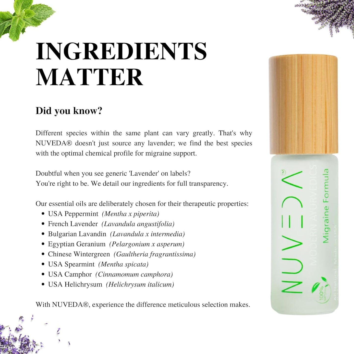NUVEDA® Advanced Migraine Formula - All Natural Headache Stick | Modern Ayurvedic, Roll On Stick | Therapeutic Grade Essential Oil Aromatherapy | Made in USA
