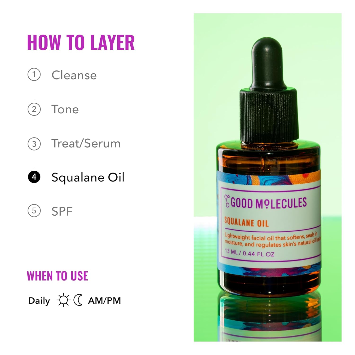 Good Molecules Squalane Oil - 100% Natural Squalane Oil Non-Greasy Moisturizer for Face, Skin, and Hair - Skin Firming, Ultra Hydrating Facial Skin Care