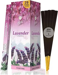 Flute Lavender Incense Sticks – Calming Natural Lavender Aroma for Relaxation, Better Sleep & Peaceful Home Ambience – 8 Sticks/Pack, 25 Packs/Box(9 inch - 200 Sticks) | 40 Minutes Burn Time
