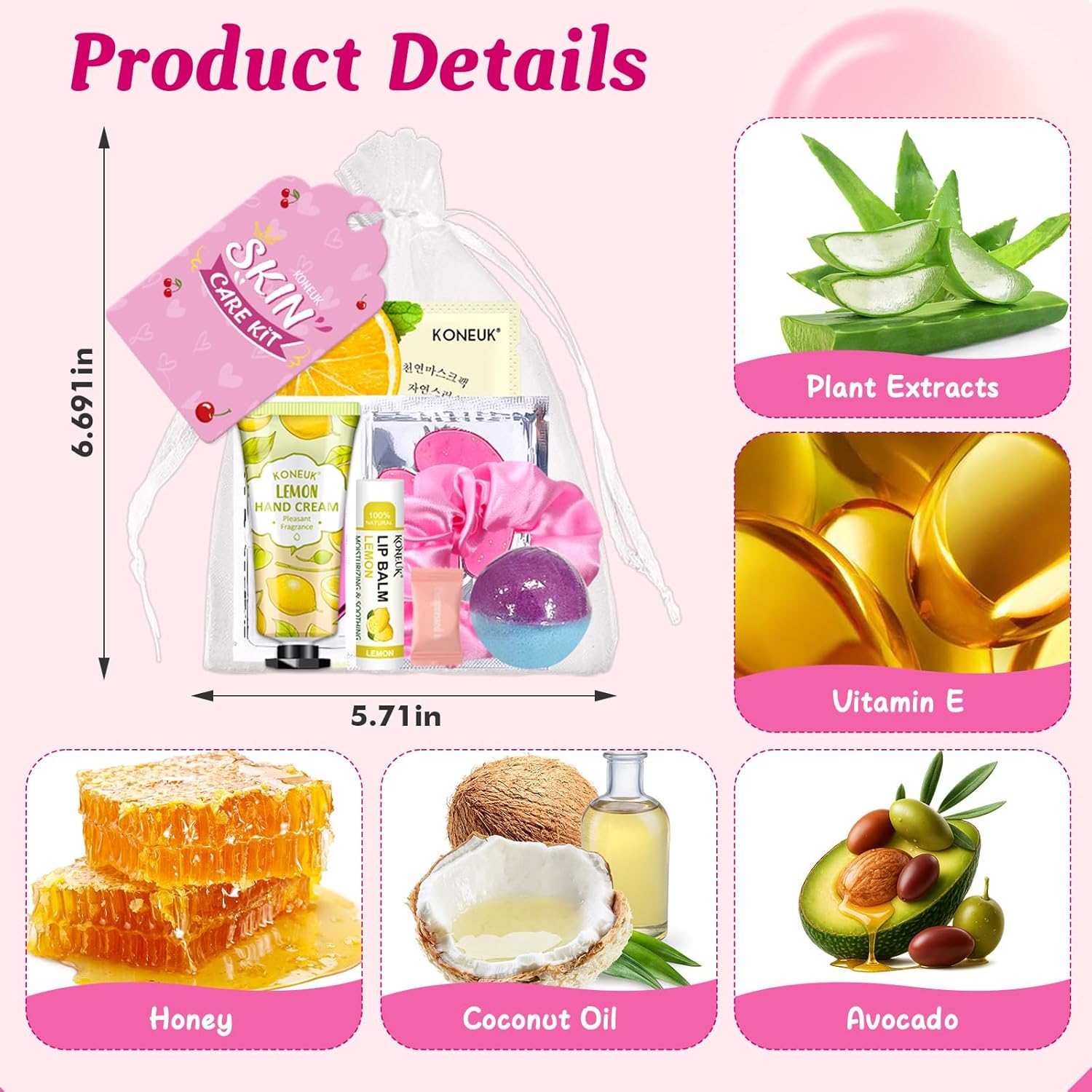60PCS Spa Party Supplies for Girls, Include Face Masks, Hand Cream, Lip Balm, Foot Bath Bombs, Lip Mask, Under Eye Patches, Compressed Towels, Spa Birthday and Sleepover Party Supplies for Girls Women