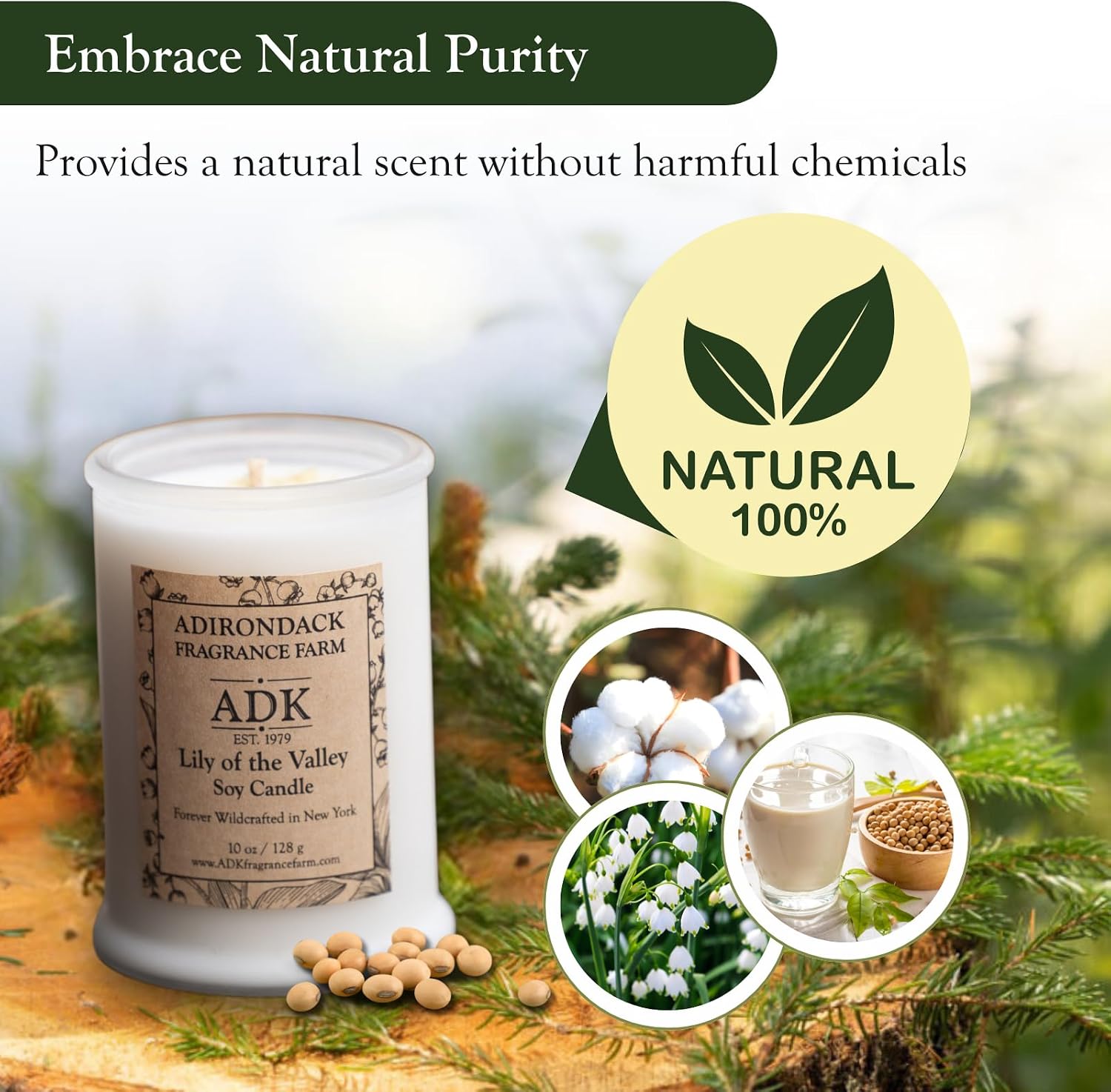 ADK Lily of The Valley Scented Candle, 4.5 Oz Aromatherapy Candle, Proudly Poured in The USA, Natural Wax for Relaxation and Home Décor, for Gift, Kitchen, and Living Spaces