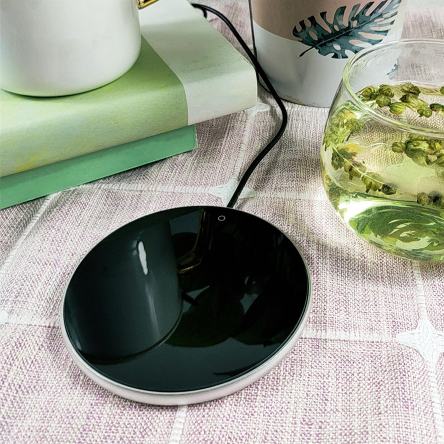 Coffee Mug Warmer for Desk, Smart Coffee Mug Warmer with 3 Temp Settings, USB Powered Electric Beverage Cup Warmer Heating Plate Candle Wax Warmer for Home Kitchen Office (Silver)