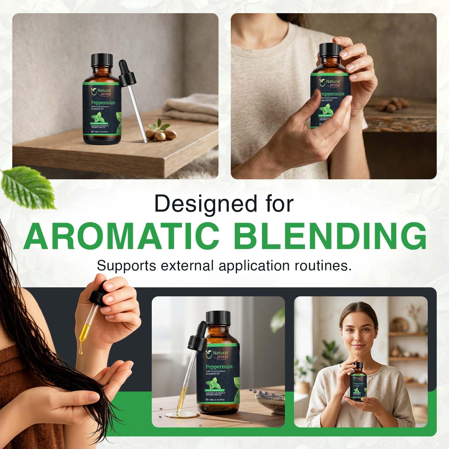 Peppermint Essential Oil - Pure Aromatherapy Oil for Diffusers, Hair Growth, Skin, Scalp Care, Massage | Refreshing Hair Oil for Women & Men | Essential Oil for Diffuser | 4 Fl Oz (118 mL)