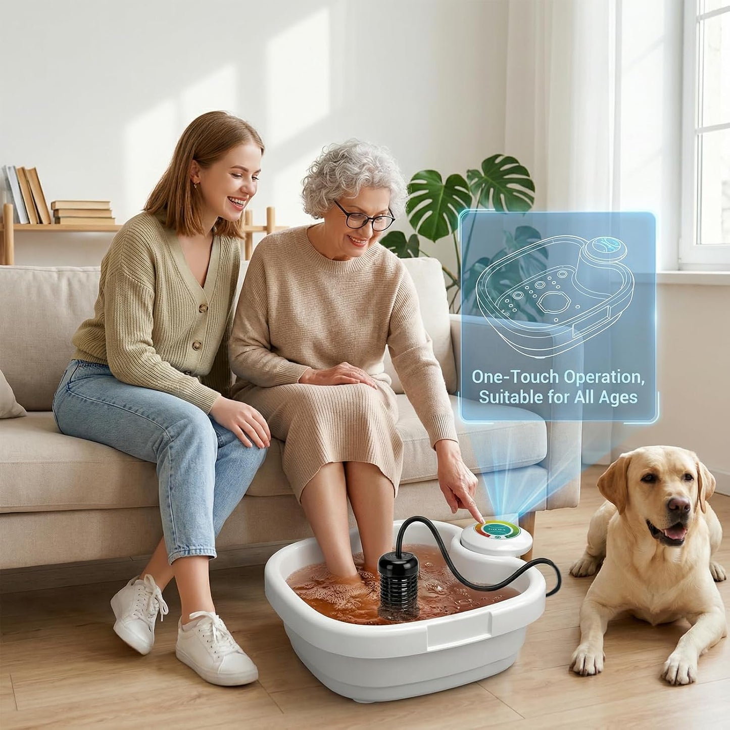 Ionic Foot Bath Detox Machine for Home Use, Ion Soak Foot Spa with Basin, Controller & 2 Ion Arrays, Includes 3 Bath Salts & 90 Disposable Liners, Spa-Quality Foot Detox Set