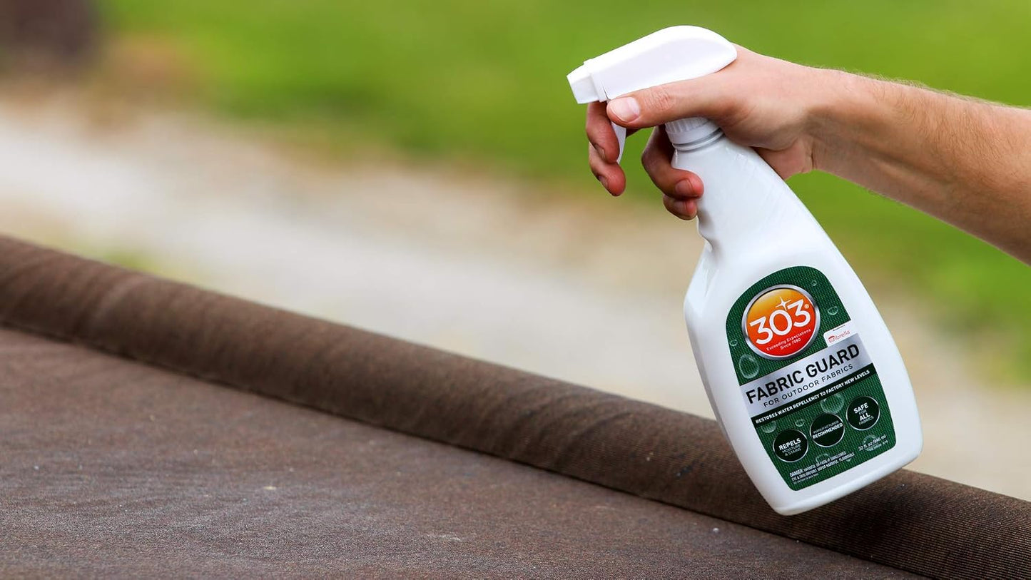 303 Products Fabric Guard, Water Repellent Spray for Outdoor Fabrics – Protects Upholstery, Cushions & Canvas, Stain Protection, Sunbrella Recommended, 32 oz