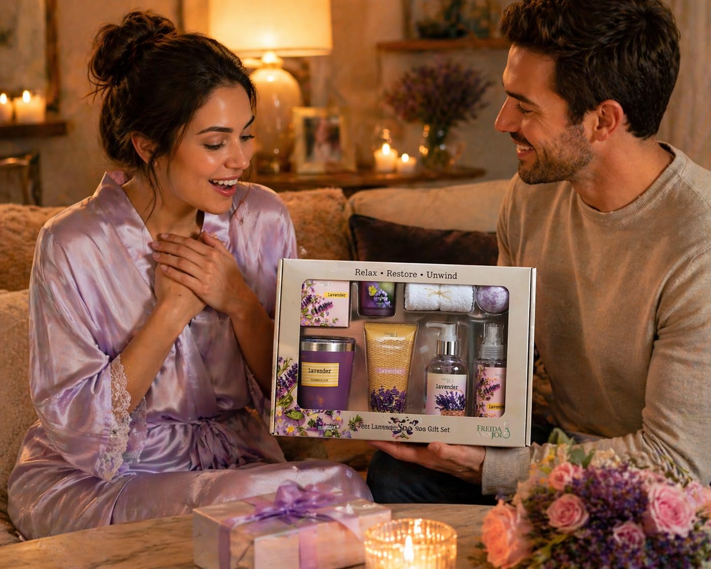 Lavender Ultimate Spa Box – Mother's Day Spa Gift Basket for Mom, Luxury Bath & Body Set, Lavender Scented Self Care Kit