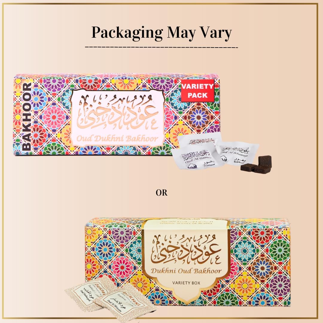 Oud Bakhoor Variety Box by Dukhni | Assorted Box | 30 Pieces Bakhor | Refill Kit | Arabic Bakhoor Incense | Islamic Gifts, Eid & Ramadan Gifts for Men and Women | Luxurious, Long Lasting
