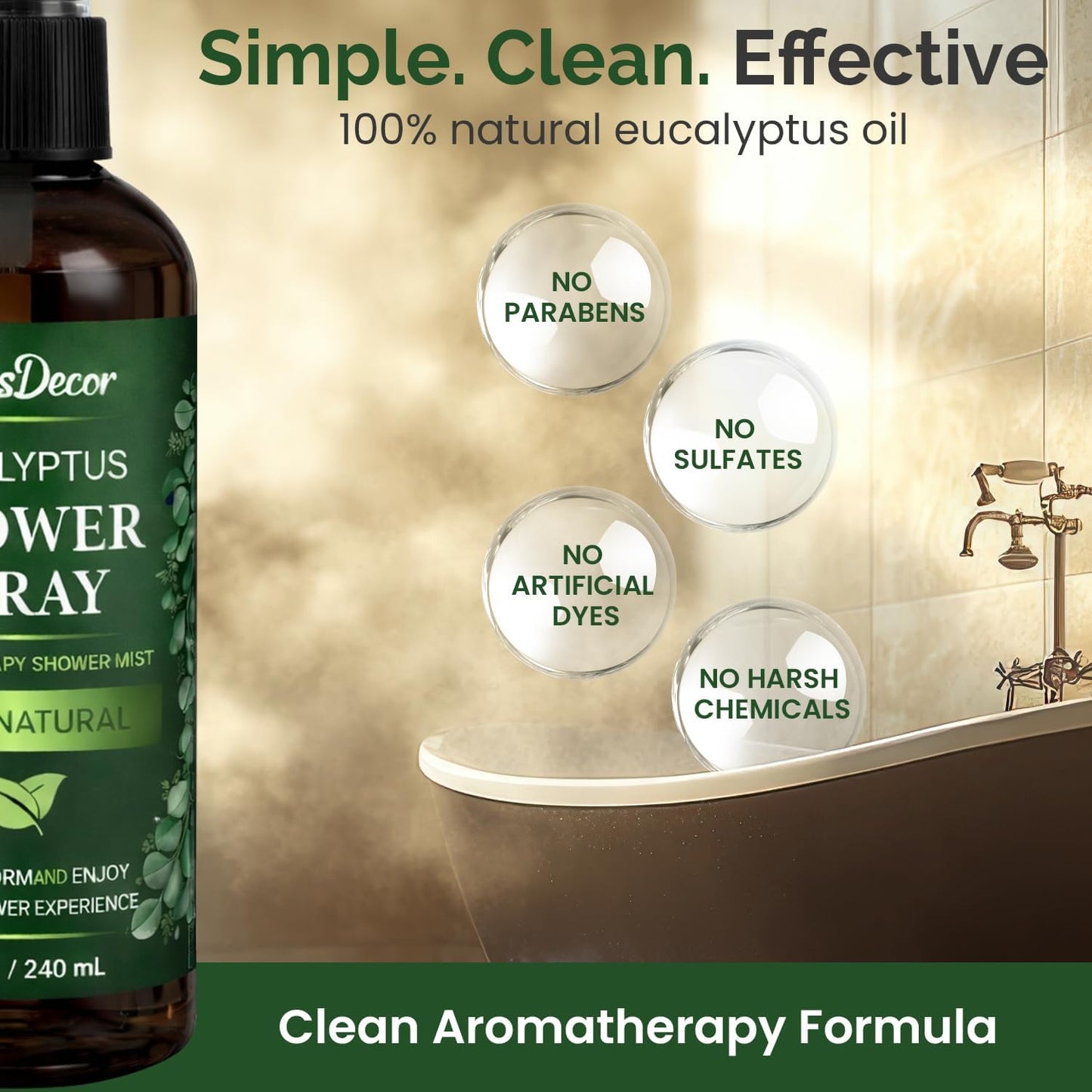 Eucalyptus Shower Spray 8oz – Aromatherapy Shower Mist, Spa and Sauna Inspired Shower Steamer Alternative for Refreshing, Relaxing Showers - Bath Oil Spray Eucalyptus Essential Oil