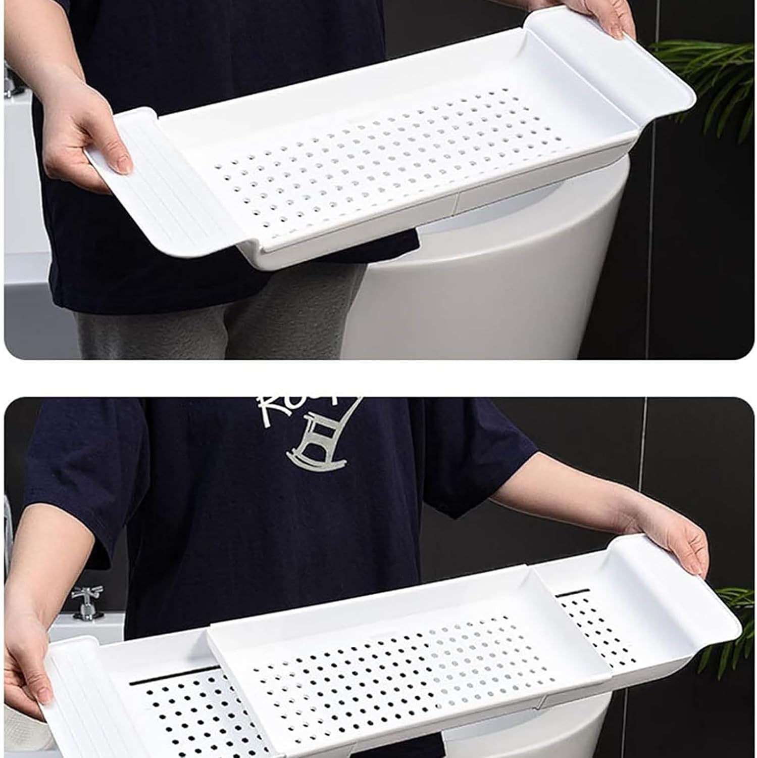 Adjustable Bathtub Caddy Tray, Retractable Bathtub Tray, Premium Bathtub Board, Bathtub Phone Rack Storage Rack, Bathroom Accessories,White