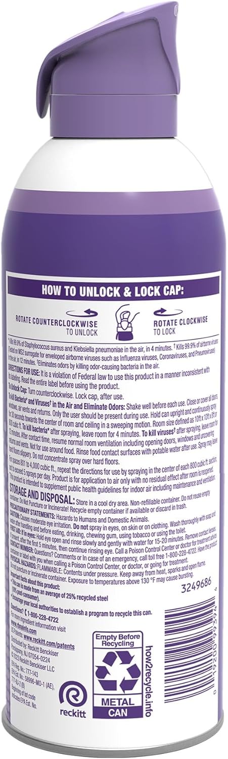 Lysol Air Sanitizer Spray with Bacterial Odor Eliminator for Home & Office, Sanitizing Air Spray, Air Freshener Alternative, Light Breeze Scent, 10 oz (Pack of 3)