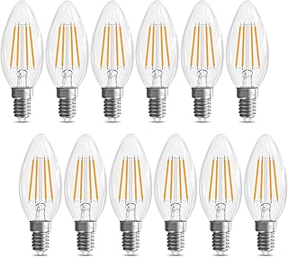 GvvooHome E12 Candelabra Bulb 40 watt Equivalent, E12 LED Bulb Non-Dimmable Chandelier Light Bulbs, B10 Candle Light Bulbs 2700K Soft White, 90+CRI, 400LM, Cear Glass, 12 Pack