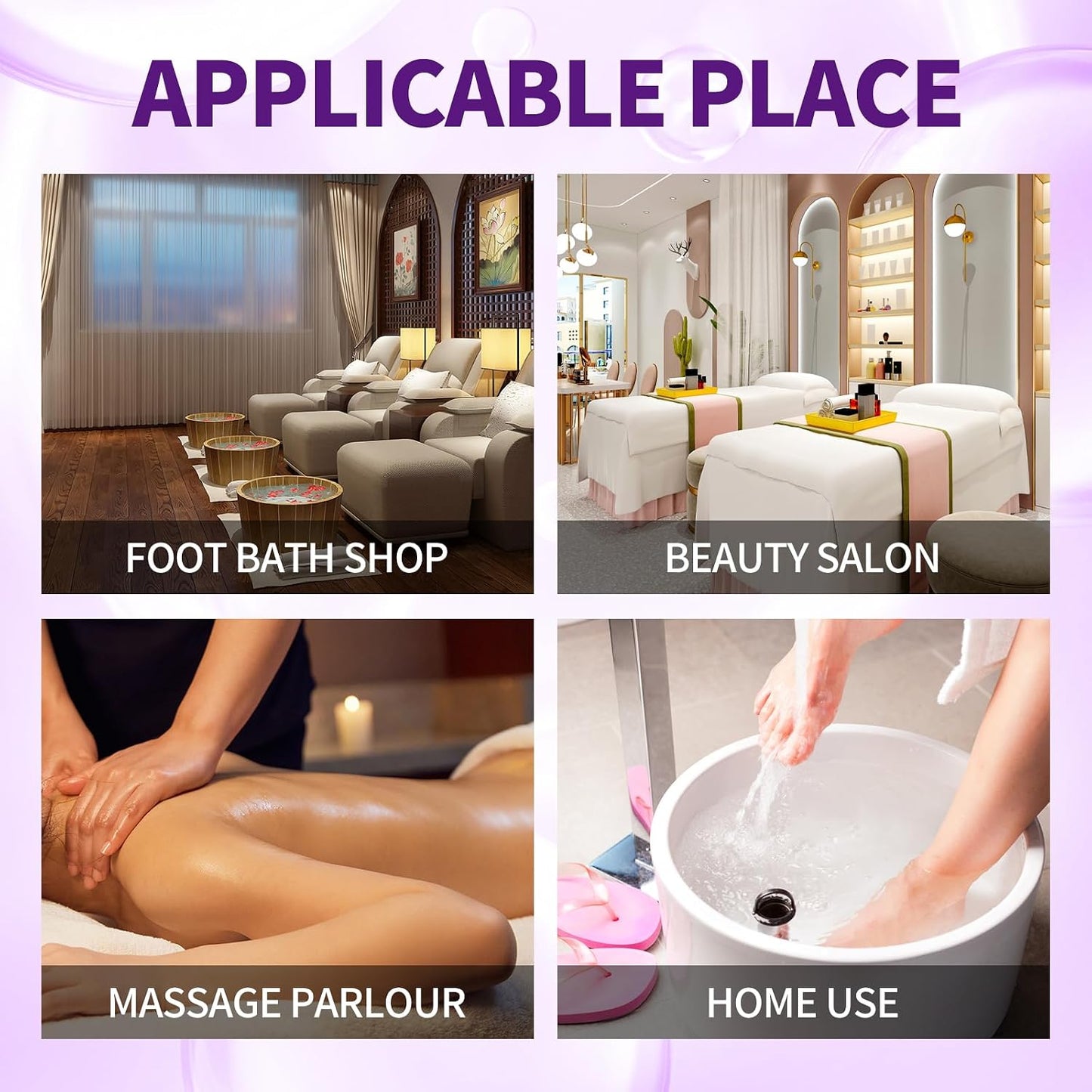 Pedicure Kit Foot Soak Set: Bubble Salt, Sugar Scrub, Massage Mask, Massage Lotion in a Box, 4 Step Foot Spa Kit for Dry Feet,Tired Feet（1 Set Lavender)
