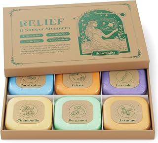 SeasonBliss Shower Steamers, 6 Pack Set Shower Bombs Tablets with Presents Box for Women with 6 Fragrances with Shea Butter for Self-Care & Relaxation, Mother's Day, Christmas