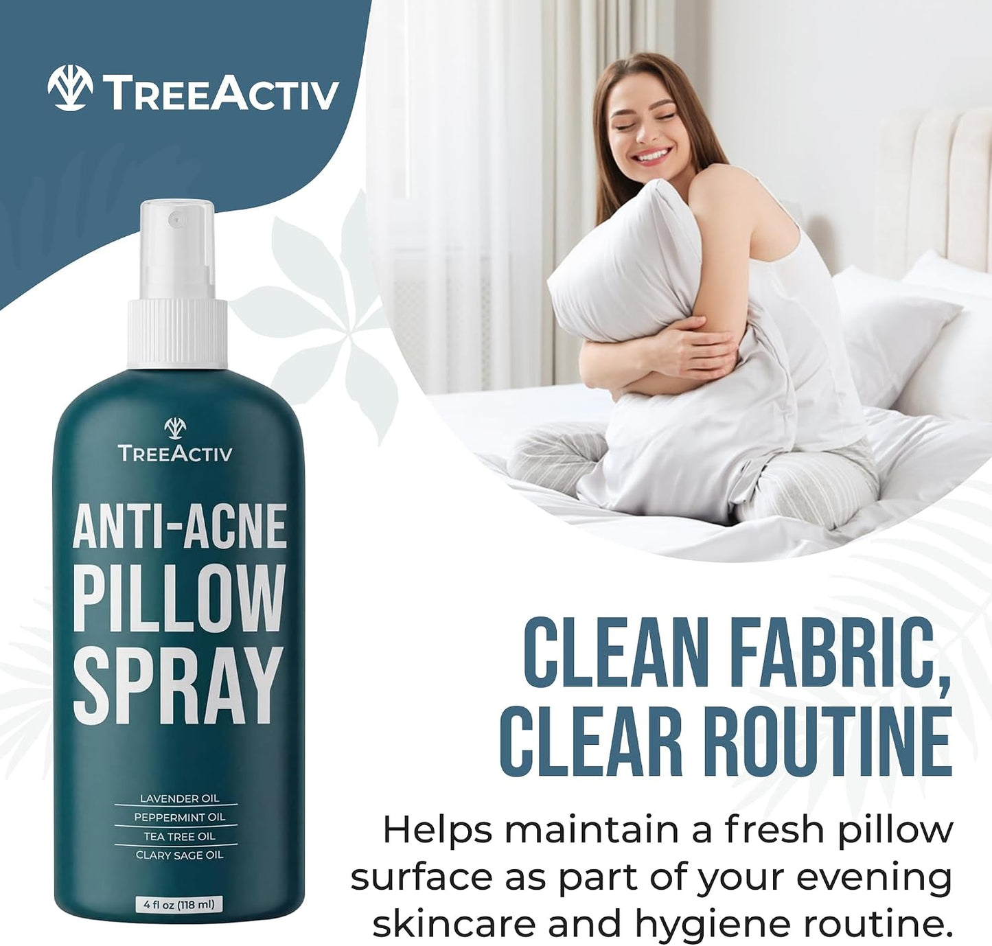 Anti-Acne Pillow Spray, 4 fl oz, Lavender Sleep Spray, Pure Essential Oil Air Freshener, Pillow Linen Spray for Bedding, Aromatherapy Lavender for Sleep, 1000 Sprays