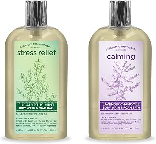 Everyday Aromatherapy Body Wash Duo | Eucalyptus Mint and Lavender Chamomile | 28oz Pack of 2 | Home and Body Company