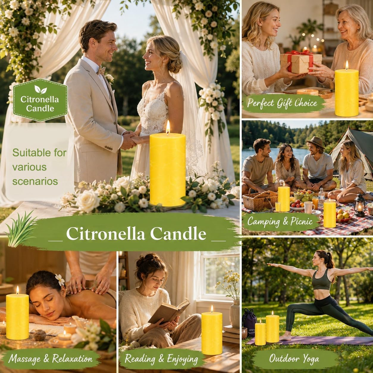 Citronella Candles Outdoor,Large Citronella Pillar Candles, 2x4 Inch,Summer Outdoor Candles Bulk for Home,Scented Candles for Patio,Wedding Candle Decoration Candle jar-Candles