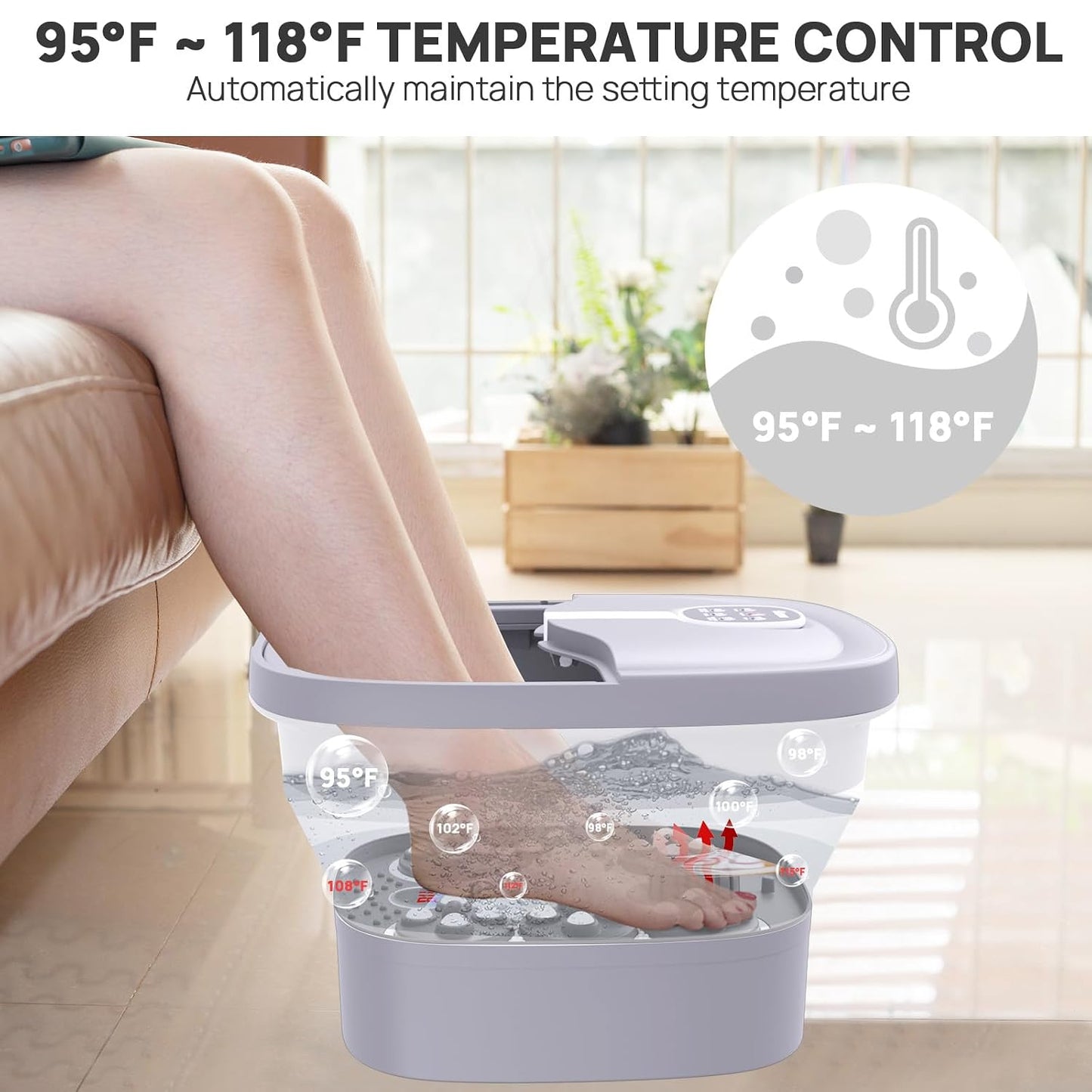 HOSPAN Collapsible Foot Spa Electric Rotary Massage, Foot Bath with Heat, Bubble, Remote, and 24 Motorized Shiatsu Massage Balls. Pedicure Foot Spa for Feet Stress Relief