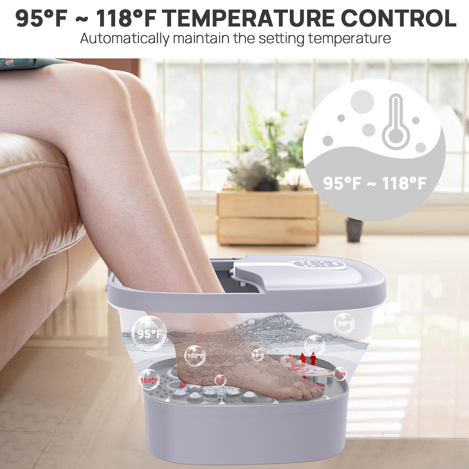 HOSPAN Collapsible Foot Spa Electric Rotary Massage, Foot Bath with Heat, Bubble, Remote, and 24 Motorized Shiatsu Massage Balls. Pedicure Foot Spa for Feet Stress Relief
