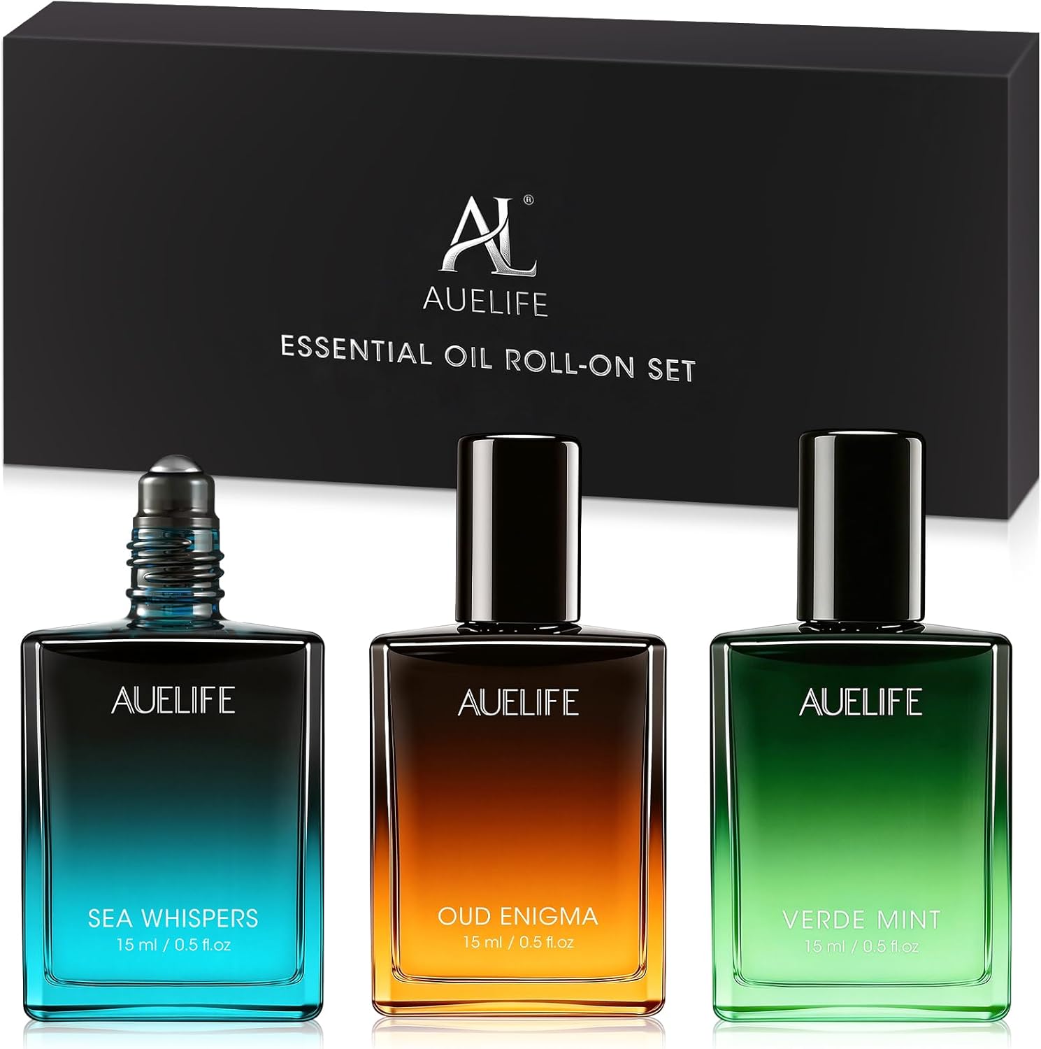 3 x 15ml Essential Oil Roll-On Set, Self Care Relaxing Aromatherapy Gifts for Men, Portable Travel Essential Oils Roller Set for Father's Day & Birthday Gift, Roll Oil for Skin(Relax, Calm, Refresh)