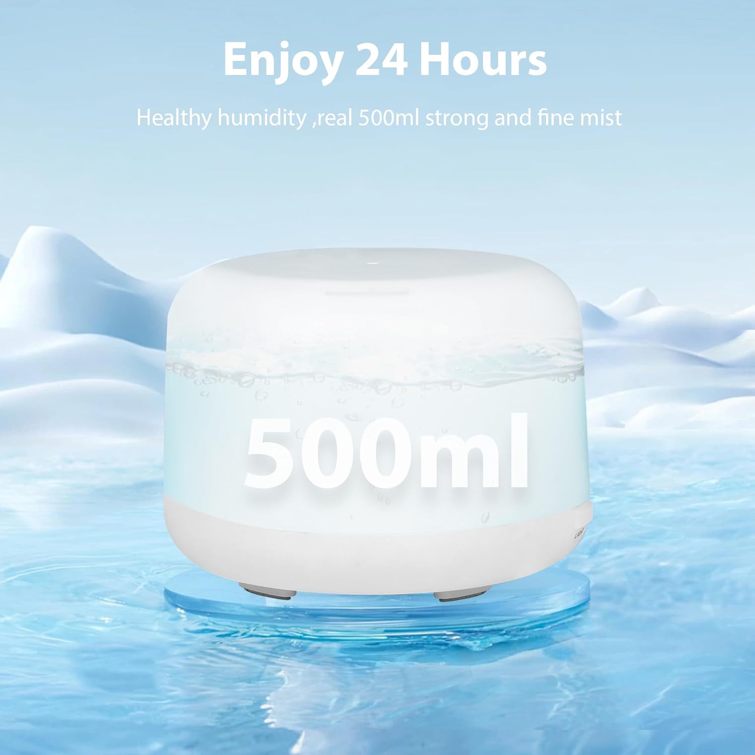 500ml Smart Ultrasonic Essential Oil Diffuser & Humidifier – Cool Mist, Auto Humidity Sensor, 7-Color LED Night Light, Remote Control, for Bedroom, Office
