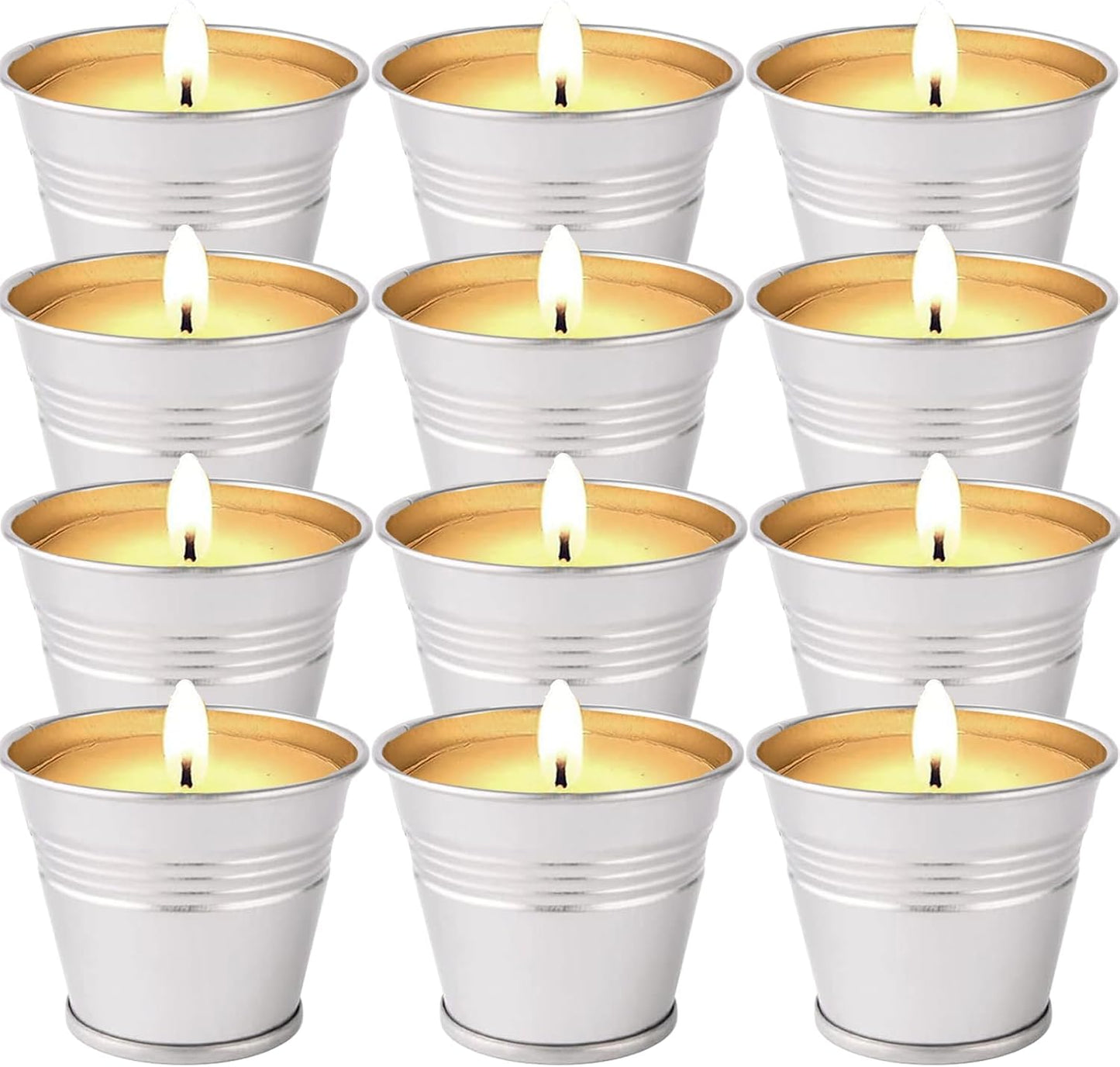 Citronella Candles Outdoor, 12 Pack Citronella Candle Set Made with Citronella Oils and Natural Soy Wax, 120 Hour Burn Time, 2 oz Small Bucket Candles for Patio, Home, Backyard
