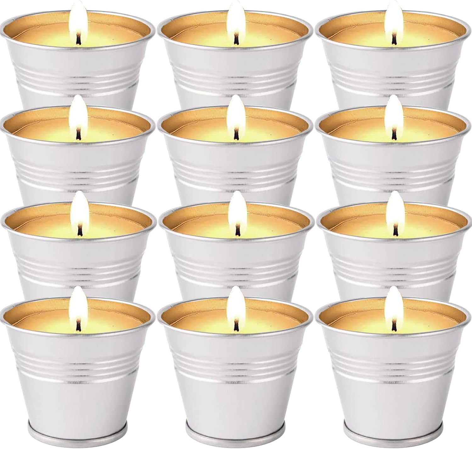 Citronella Candles Outdoor, 12 Pack Citronella Candle Set Made with Citronella Oils and Natural Soy Wax, 120 Hour Burn Time, 2 oz Small Bucket Candles for Patio, Home, Backyard