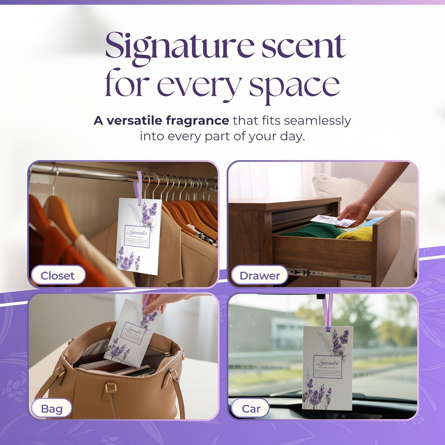 15 Pack Sachets for Drawers and Closets, Scented Sachets for Drawers, Closet Freshener Sachet for Drawers to Refresh Any Space, Sachet Bags, Scented Drawer Fresheners for Dresser, Lavender