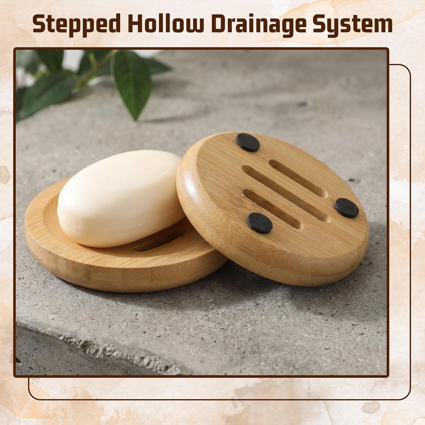 Ymapinc Bamboo Soap Holder, Natural Shower Steamer Holder, Round Wood Soap Tray for Home Bathroom
