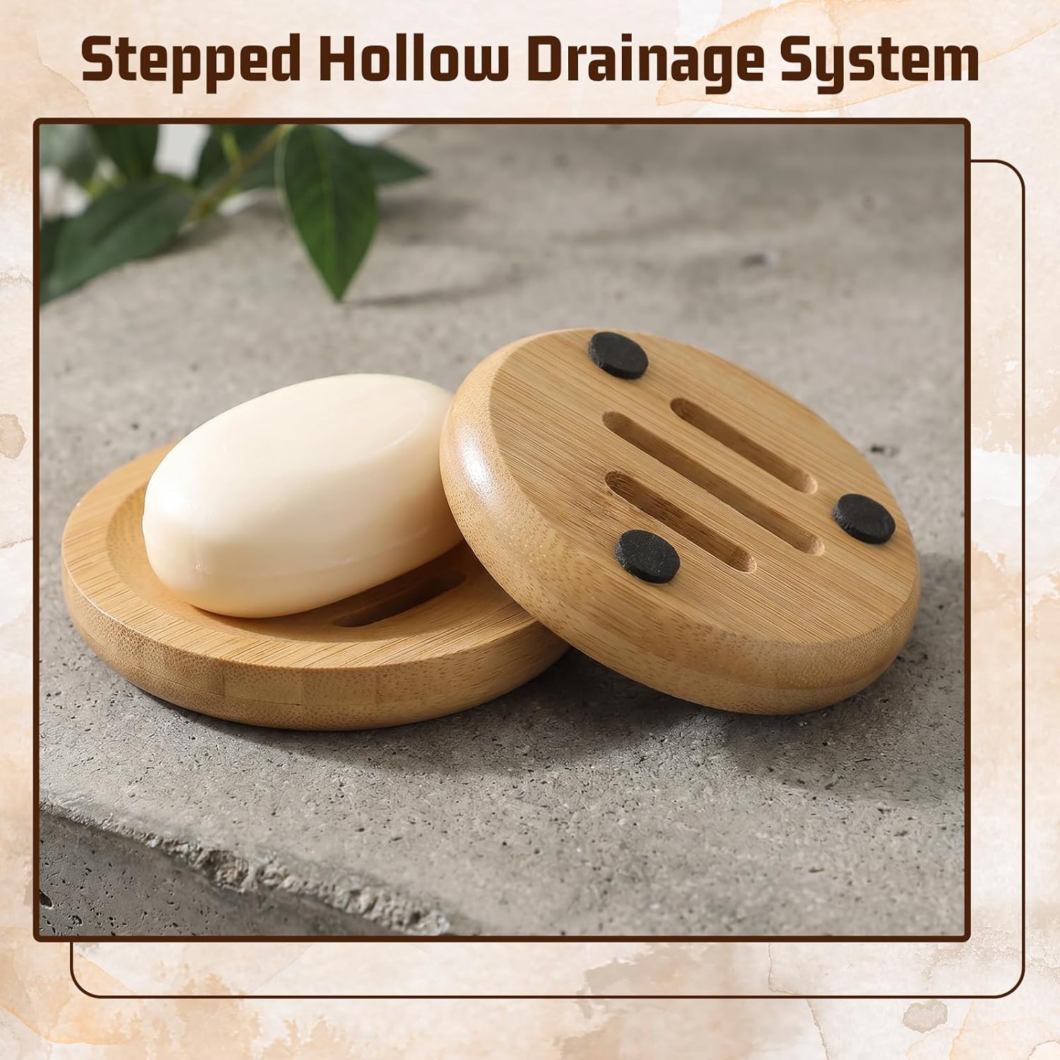 Ymapinc Bamboo Soap Holder, Natural Shower Steamer Holder, Round Wood Soap Tray for Home Bathroom