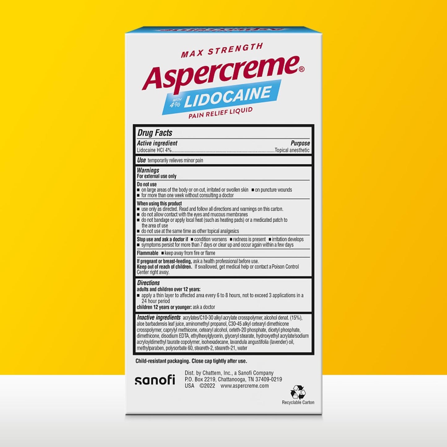 Aspercreme Essential Oils Lidocaine Pain Relief with No-Mess Roll-On Applicator, Max-Strength Lidocaine Numbs Away Nerve Pain, Moisturizing Aloe Hydrates Skin, Lavender, 2.5 Oz.