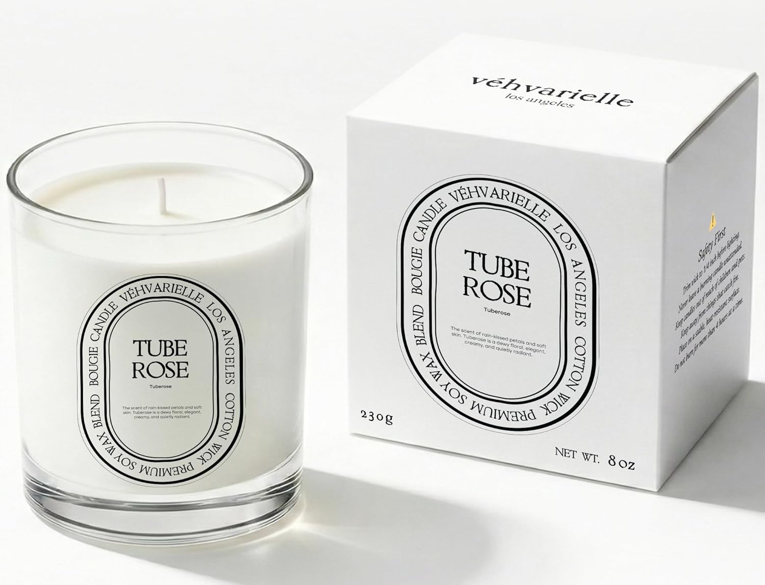 Tuberose Luxury Scented Candle for Home 8oz | Soft Floral Aroma for Daily Relaxation | Hand-Poured Soy Wax Blend | 40hr Clean Long Burn | Premium Home Fragrance for Women & Men