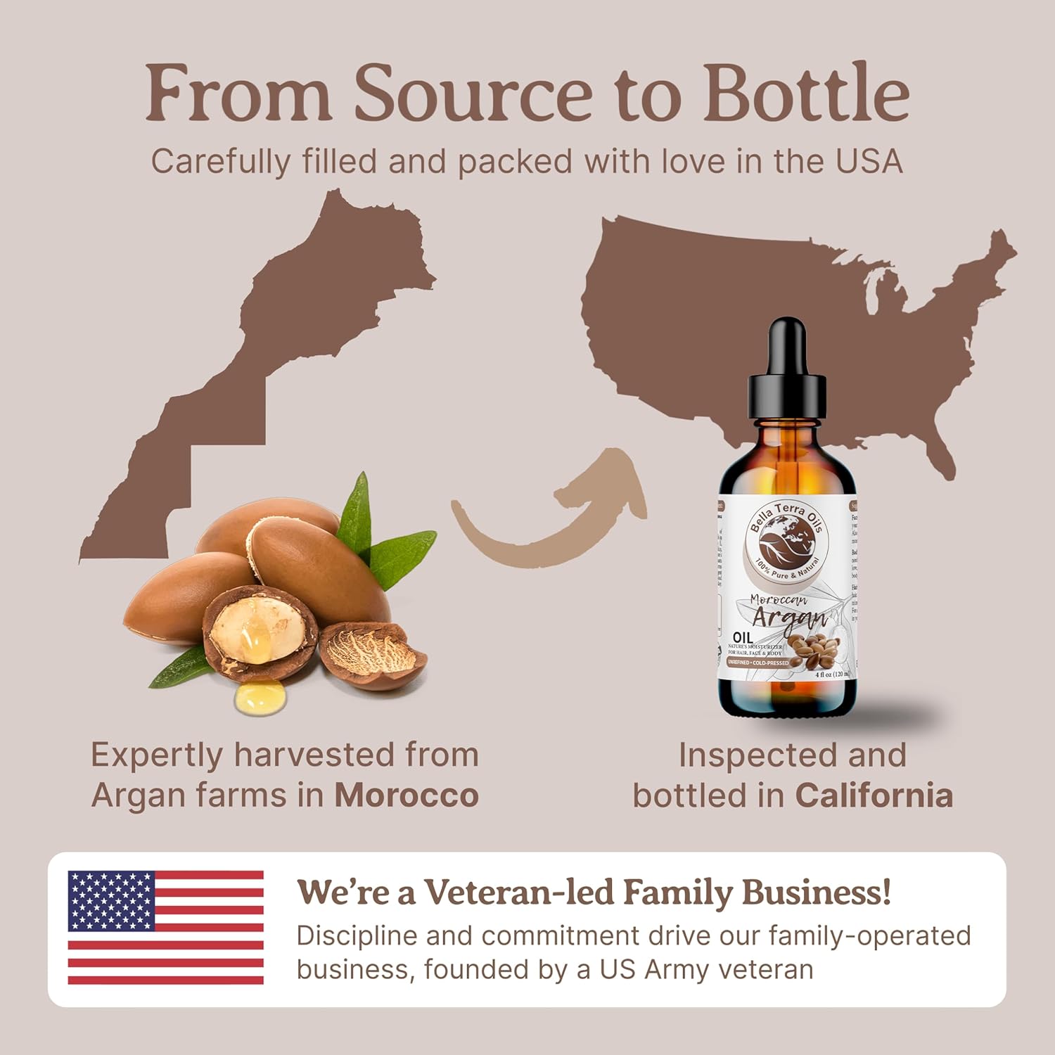 Bella Terra Oils - Argan Oil 8 oz - Pure Moroccan Elixir, Enhances Shine in Hair, Deeply Nourishes Skin