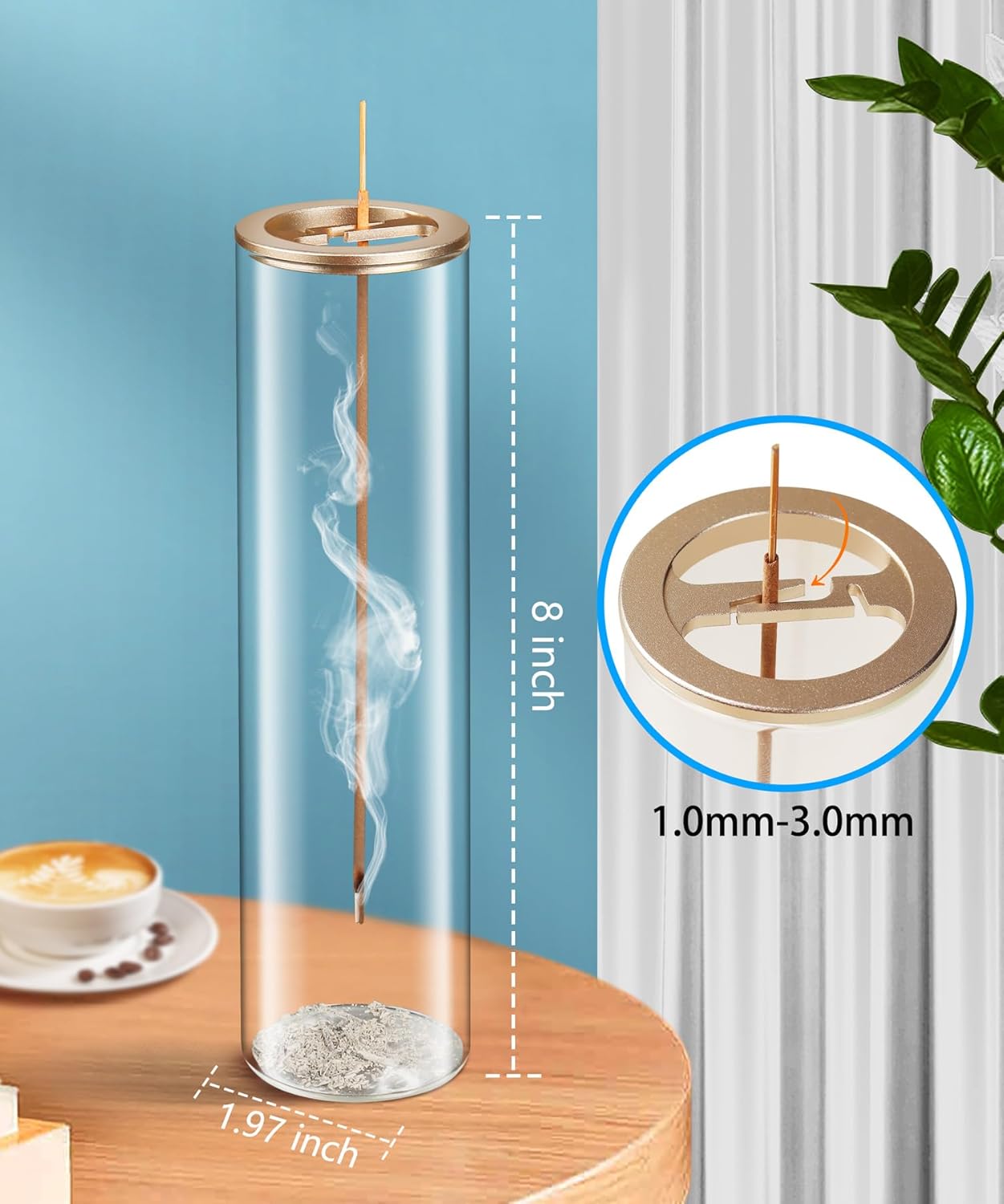Eavida Incense Holder for Sticks [Anti-Ash Flying], Modern Insence-Stick Burner Holder with Removable Glass Ash Catcher, for Home Decor Yoga Meditation