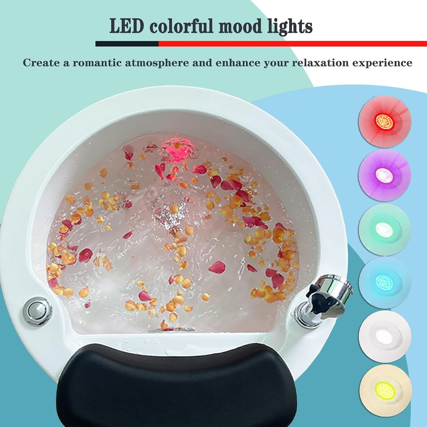 Deep Soaking Foot Spa for Cracked Heels - Professional Pedicure Bath with Heat, Bubbles & Portable Tub with LED Lights & Quick Drain - Relieves Tired Feet & Dry Skin (Ribbon)