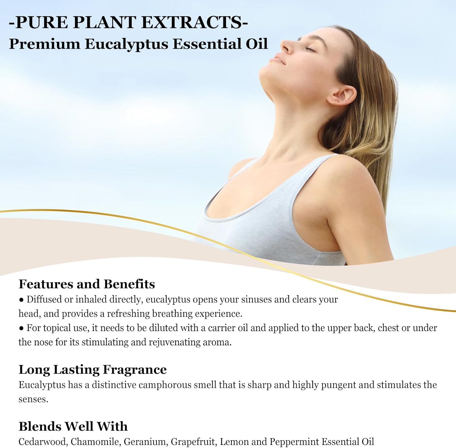 EUQEE Eucalyptus Essential Oil 118ml Pure Eucalyptus Oil with Glass Dropper for Aromatherapy, Diffuser, Soap & Candle Making - 4Fl.Oz