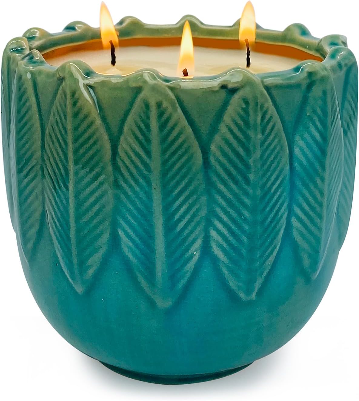Exquisite Creamy Vanilla Scented Large Candle, 3-Wick 20oz 80H Long Lasting, Natural Soy Wax Aromatherapy Candle for Stress Relief, Home Fragrance Housewarming Gifts Candle for Home Decor