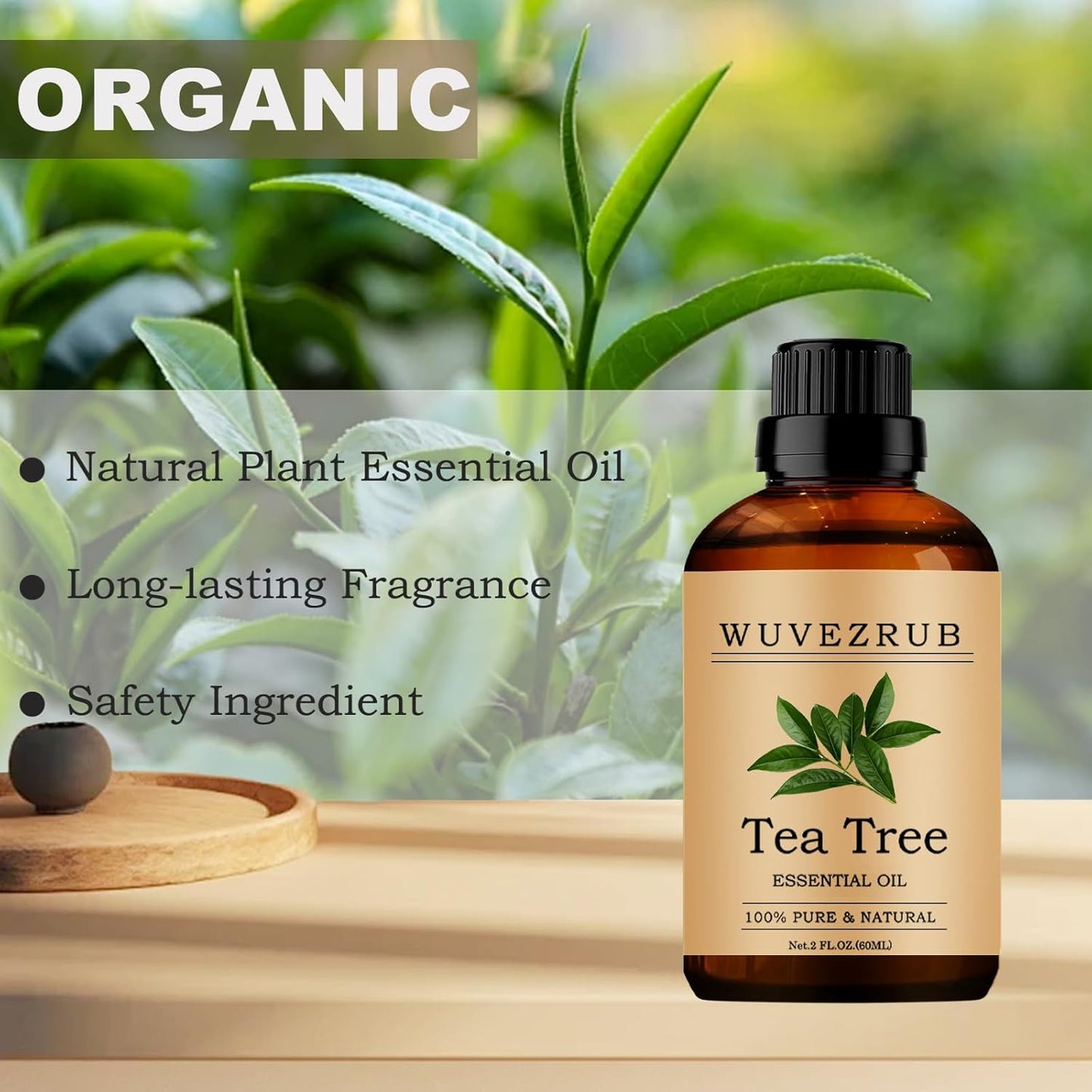 Tea Tree Essential Oils 60ML, 100% Pure and Natural Essential Oil for Aromatherapy Diffuser - 2 Fl Oz/Tea Tree