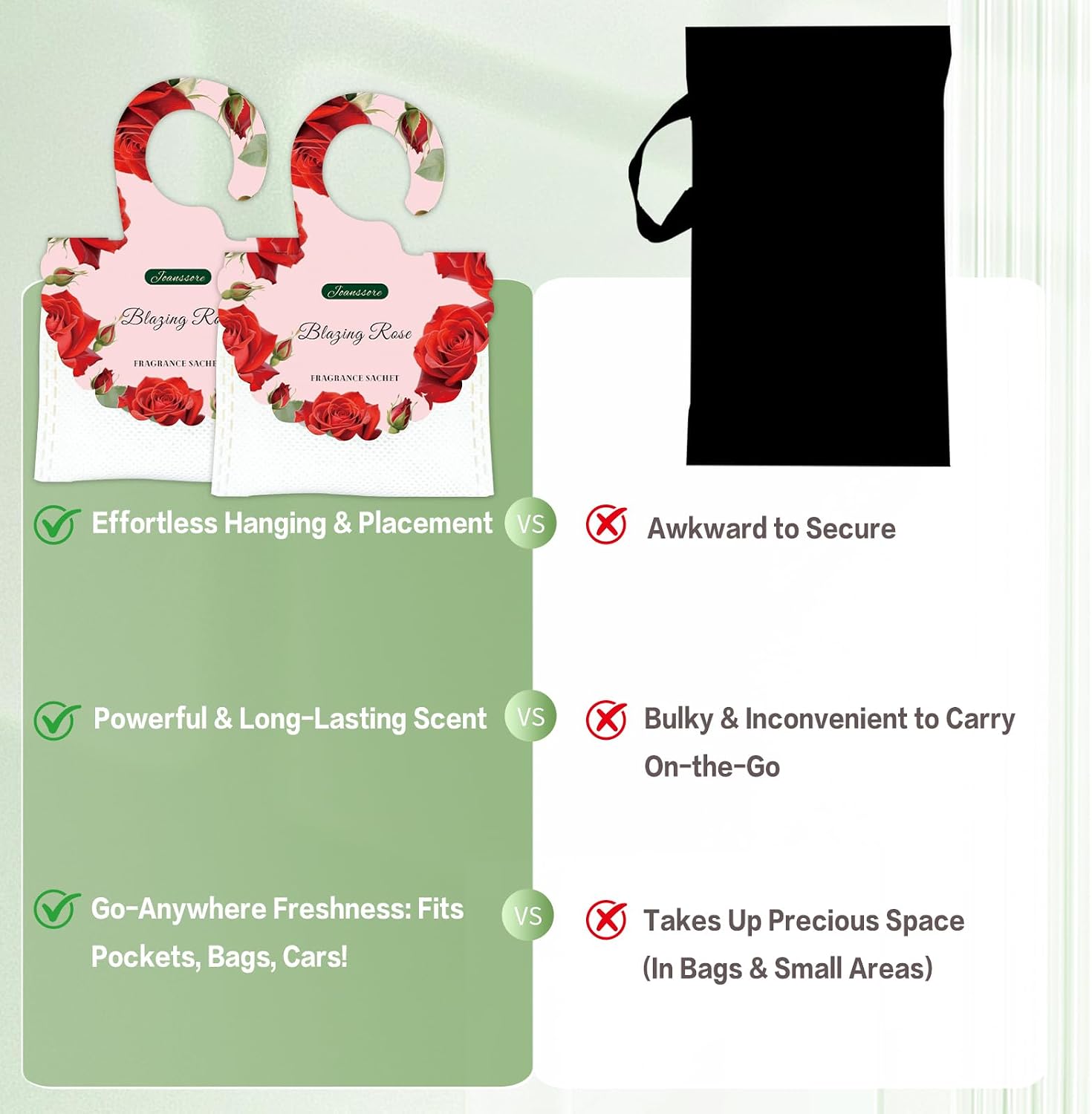 15 Packs Scented Sachets Bag for Drawers and Closets, Hanging Closet Freshener for Home Fragrance Sachet, Long-Lasting Drawer Deodorizer Smell Goods for House (Blazing Rose)