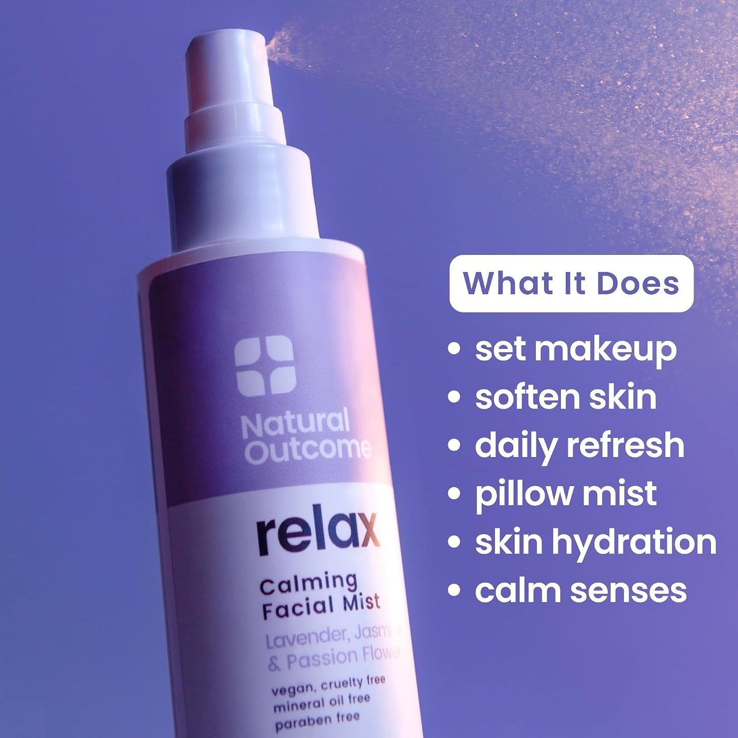 natural outcome Calming Face Mist and Setting Spray - Aromatherapy Face and Body Mist, Relaxing Pillow Mist with 100% Pure Lavender - 4 oz