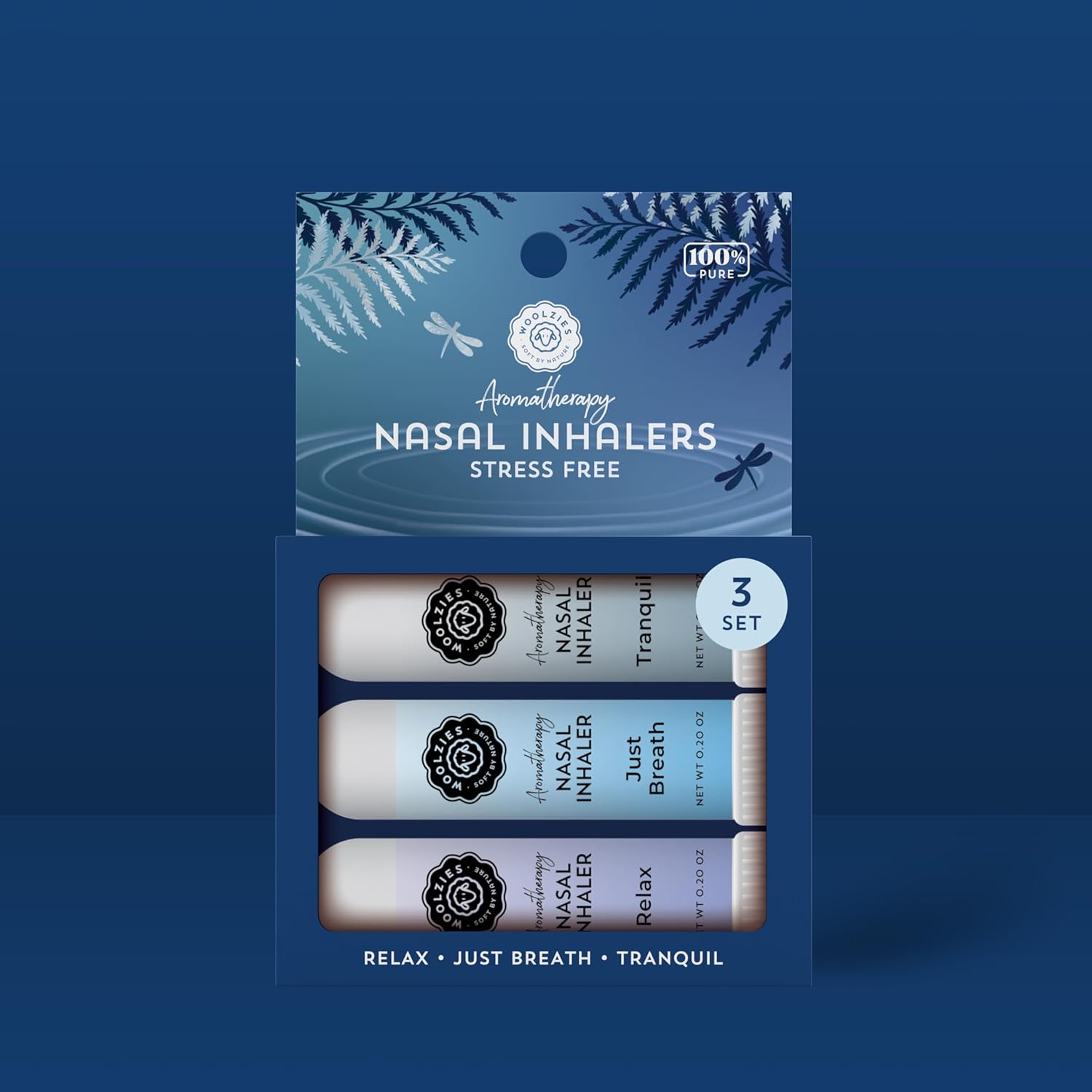 Aromatherapy Nasal Inhaler Sticks Collection - All-Natural Wellness Kit | Made with Undiluted Essential Oil Blends for Overall Well-Being (3 Pack, Stress Free)