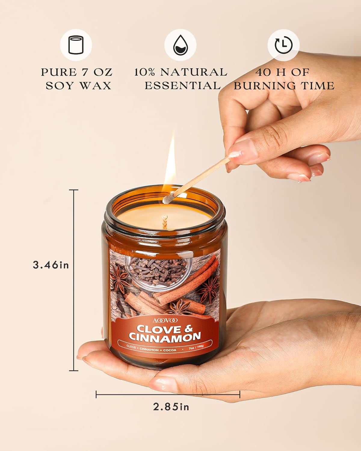AOOVOO Fall Candles Set - 4 Pack Candles for Home Scented, 28 oz Natural Soy Wax 200 Hour Long Lasting, Autumn Gifts Set for Women Men Fall Fragrance of Pumpkin/Apple Cinnamon/Clove/Wheat Vanilla