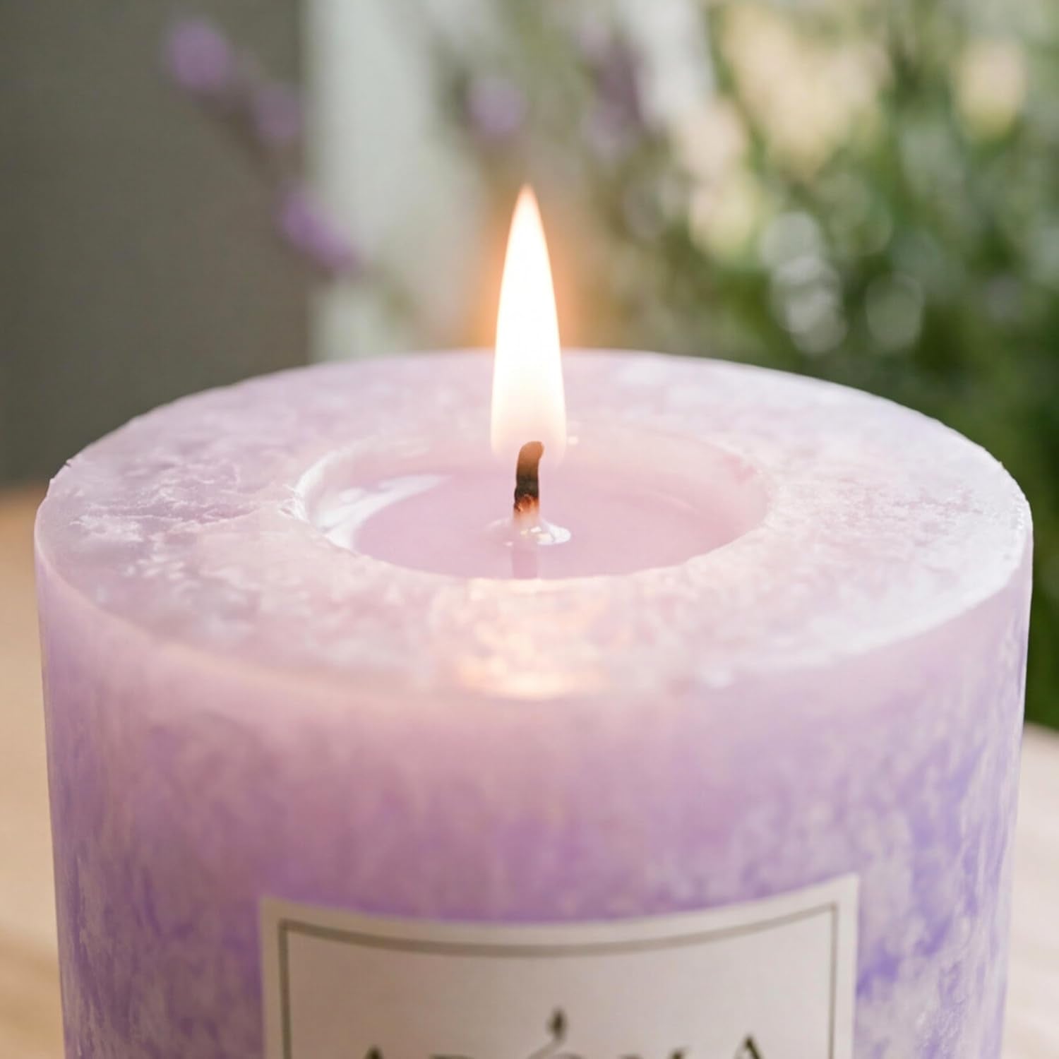 Aroma Naturals Lavender Essential Oil Blue Scented Pillar Candle, Tranquility, 3 inch x 3.5 inch