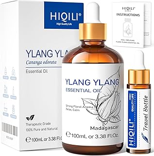 HIQILI Ylang-Ylang Essential Oil, Long-Lasting Scent for Diffuser, Perfumes, Aromatherapy, DIY - 3.38 Fl Oz