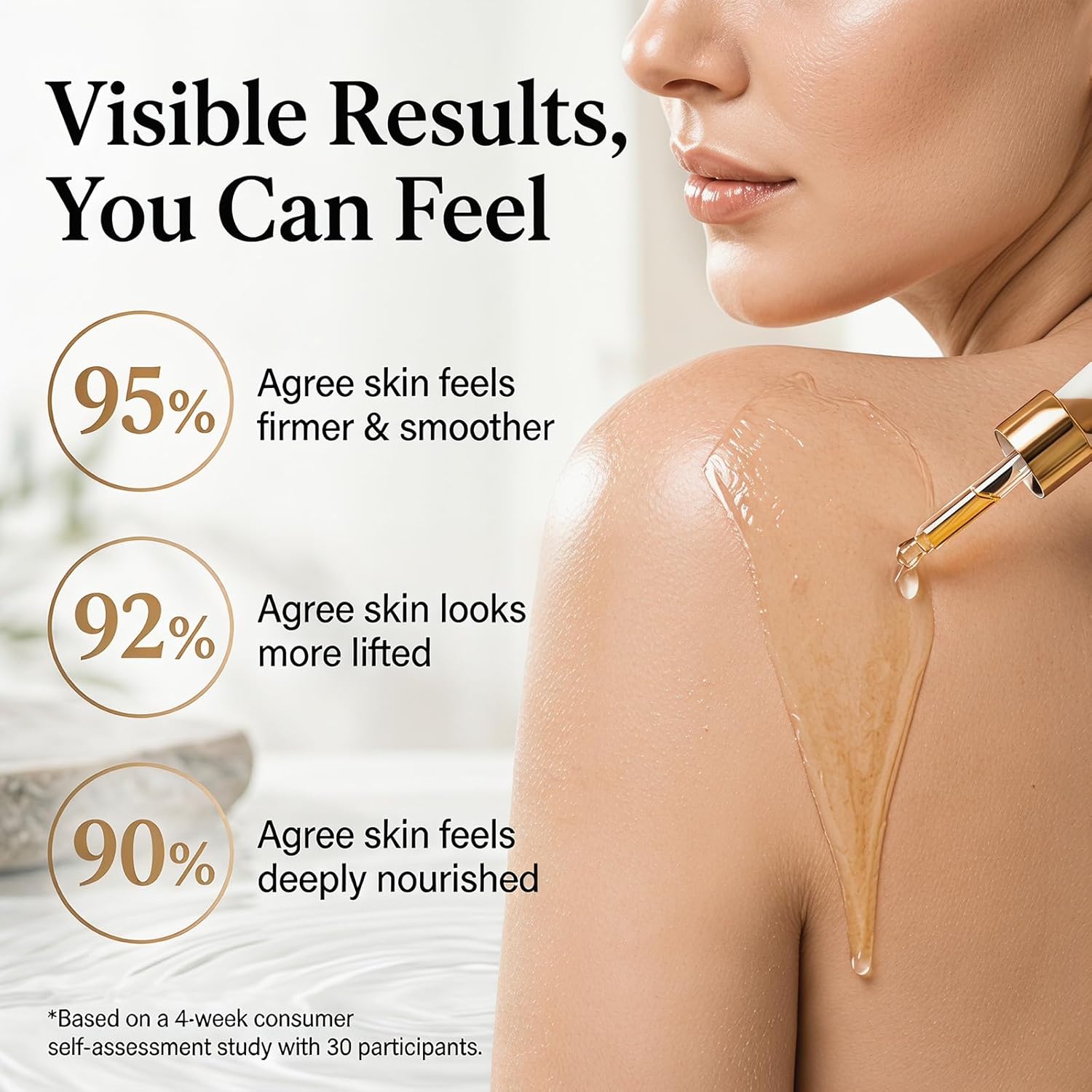 Firming Body Oil for Crepe Skin - After Shower Oil for Women, Tightening & Hydrating Treatment for Arms, Legs, Stomach & Body, Natural Formula for Dry Skin, Lightweight & Non-Greasy（Pack of 1）