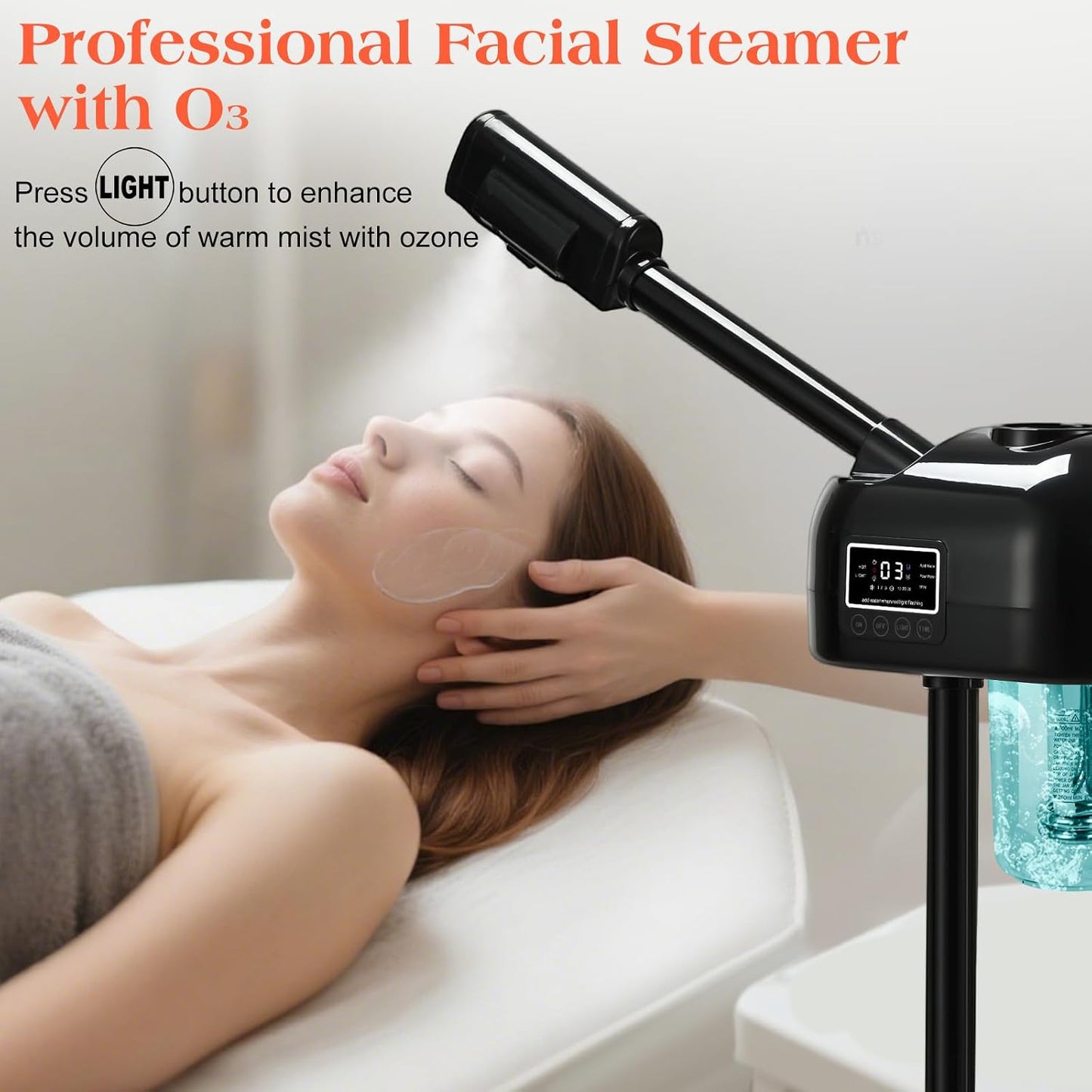 Professional Facial Steamer, Hot Mist Spray & Ozone, Timer Function, Esthetician Face Steamer for SPA at Home & Salon, Black