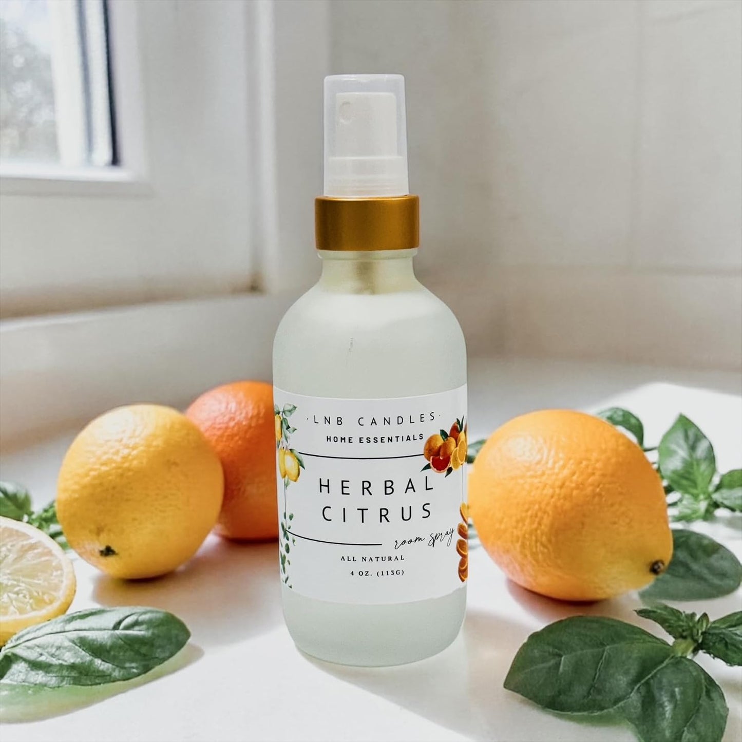 Herbal Citrus Room & Linen Spray – Fresh Lemon, Basil & Orange Scent – Clean Bright Home Fragrance Mist – Long Lasting Air & Fabric Freshener – Made in USA